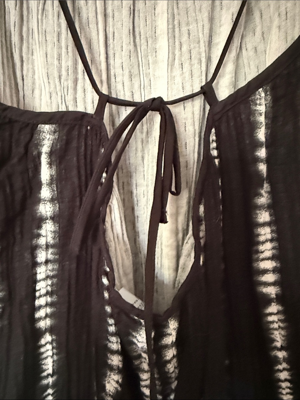 H&M Black Maxi Gauze Dress Coverup with Vertical White Stripe Detail - Picture 8 of 10